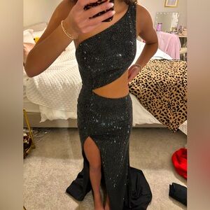 Sherri Hill black cutout prom dress
